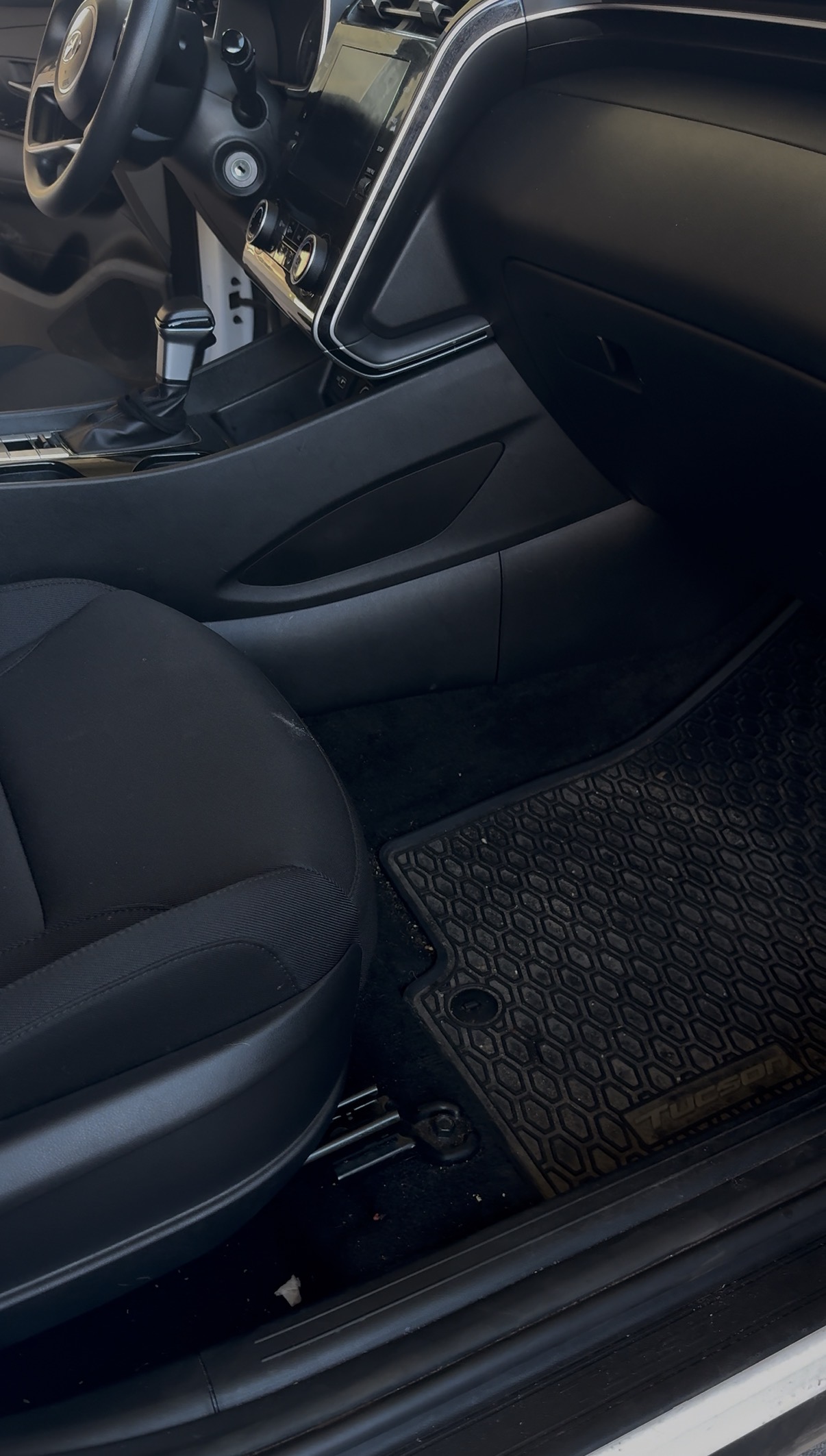 Front passenger seat and floor mat before XTZ detailing